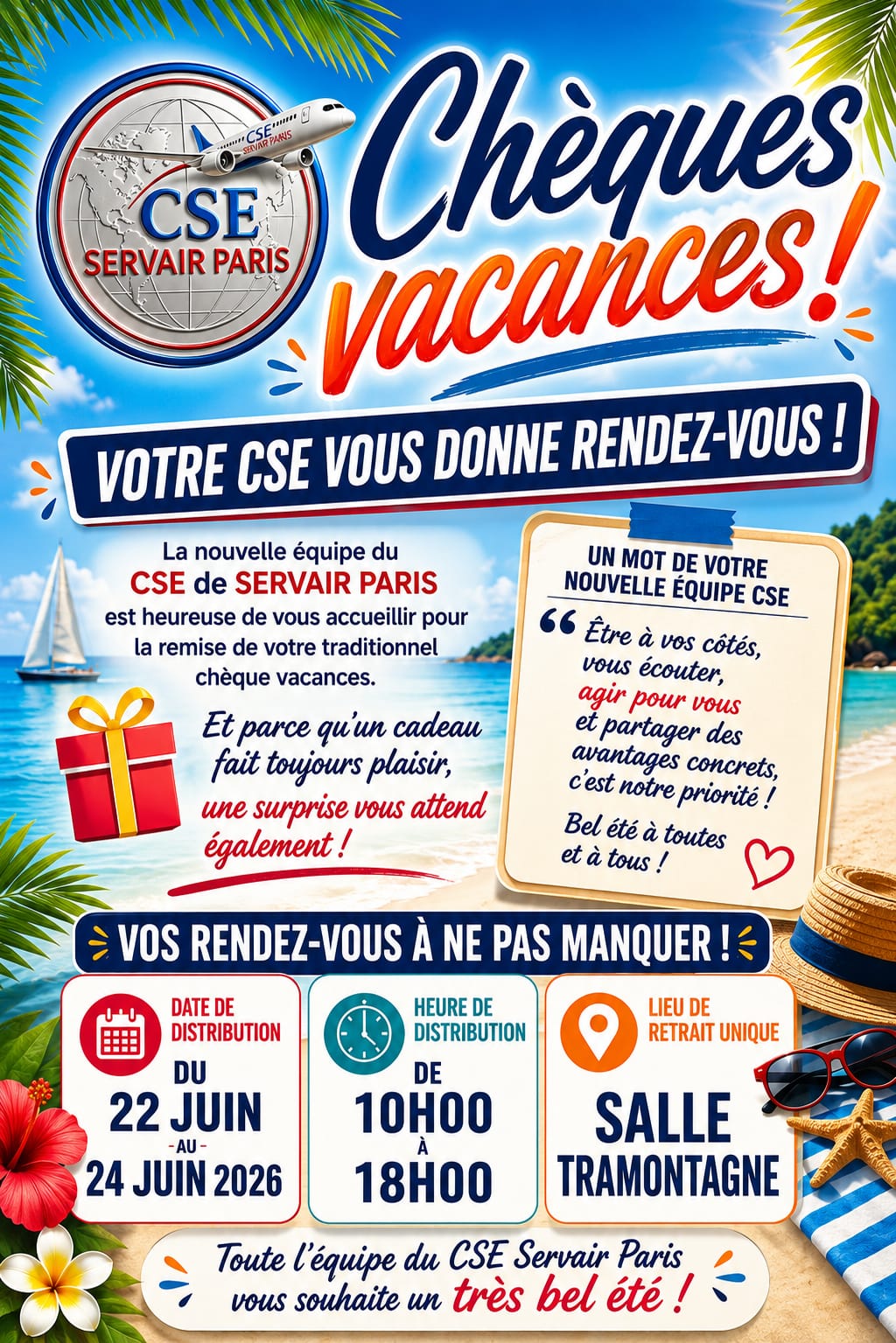 Distribution de vos Chèques Vacances & Cadeaux d'Été ! 🚗🎁