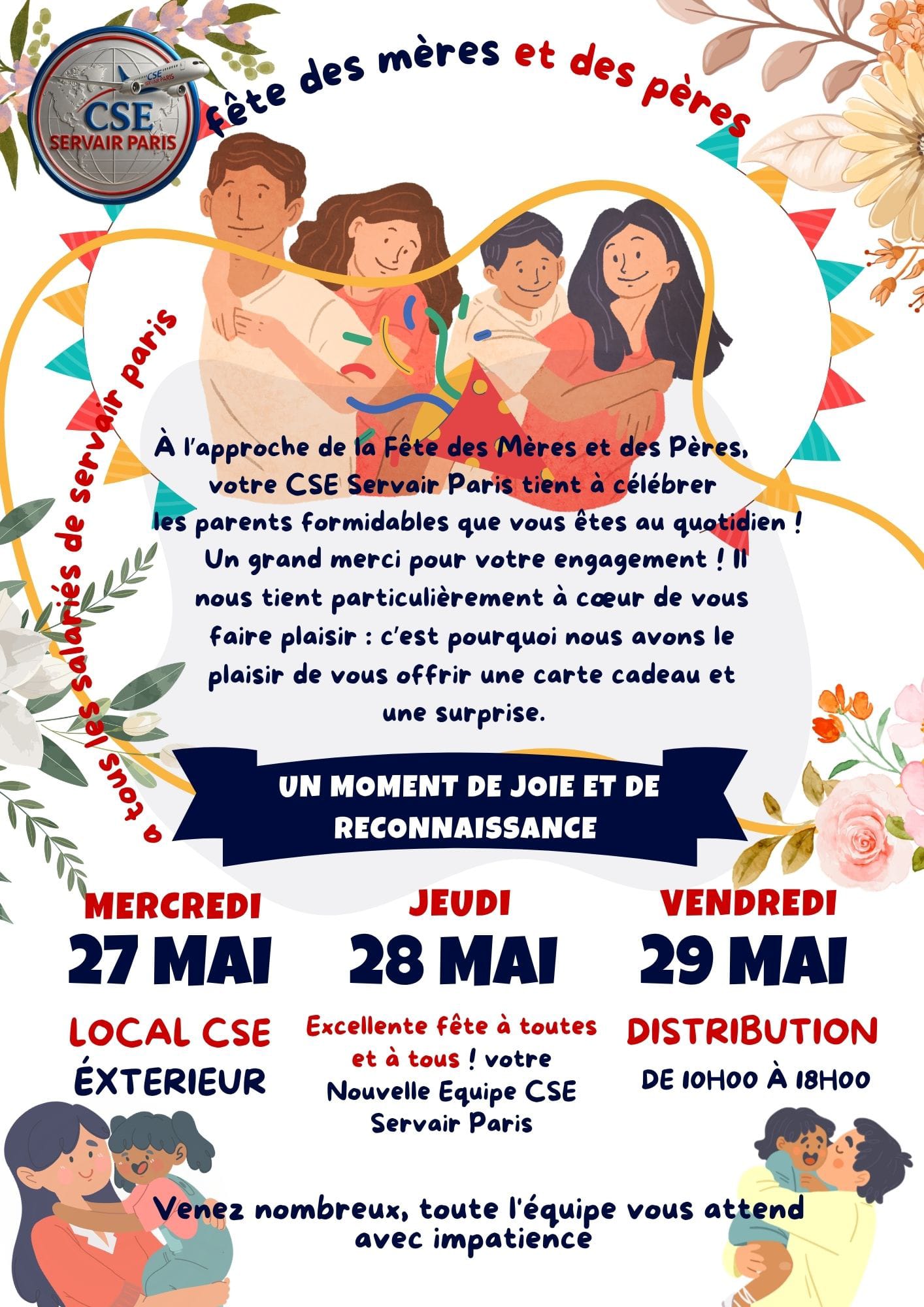 🌸 Célébration de la Fête des Mères et des Pères au CSE Servair Paris